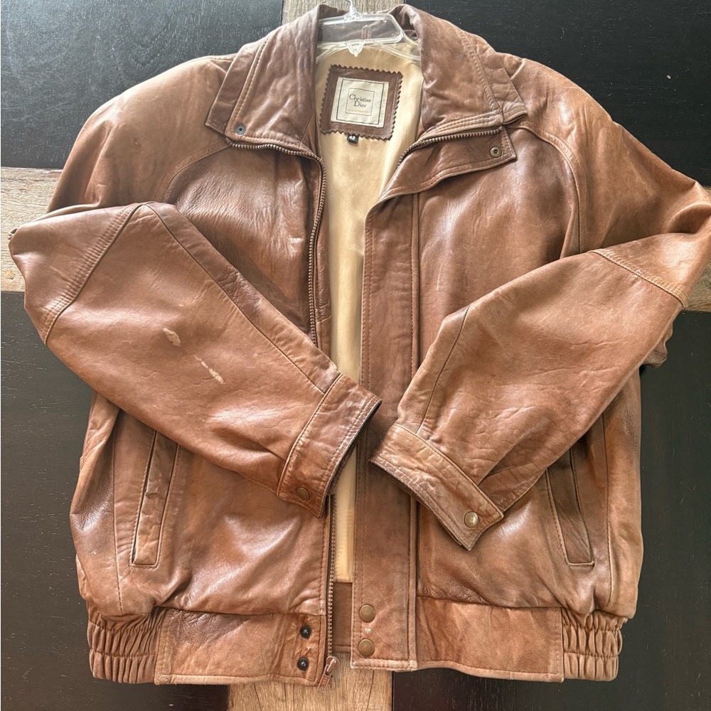 Dior Men's Brown Leather Bomber Jacket